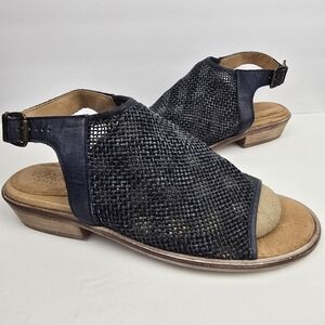 VERACRUZ Artisans Weaving Tales Woven Navy‎ Slingback Sandals Womens Size EU 40
